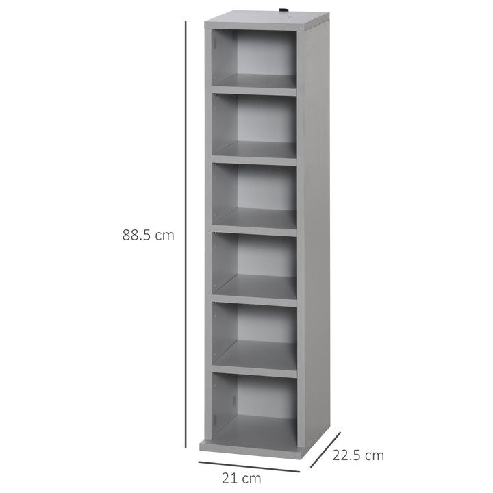 HOMCOM 204 CD Media Display Shelf Unit Set of 2 Blu-Ray DVD Tower Rack w/ Adjustable Shelves Bookcase Storage Organiser, Grey