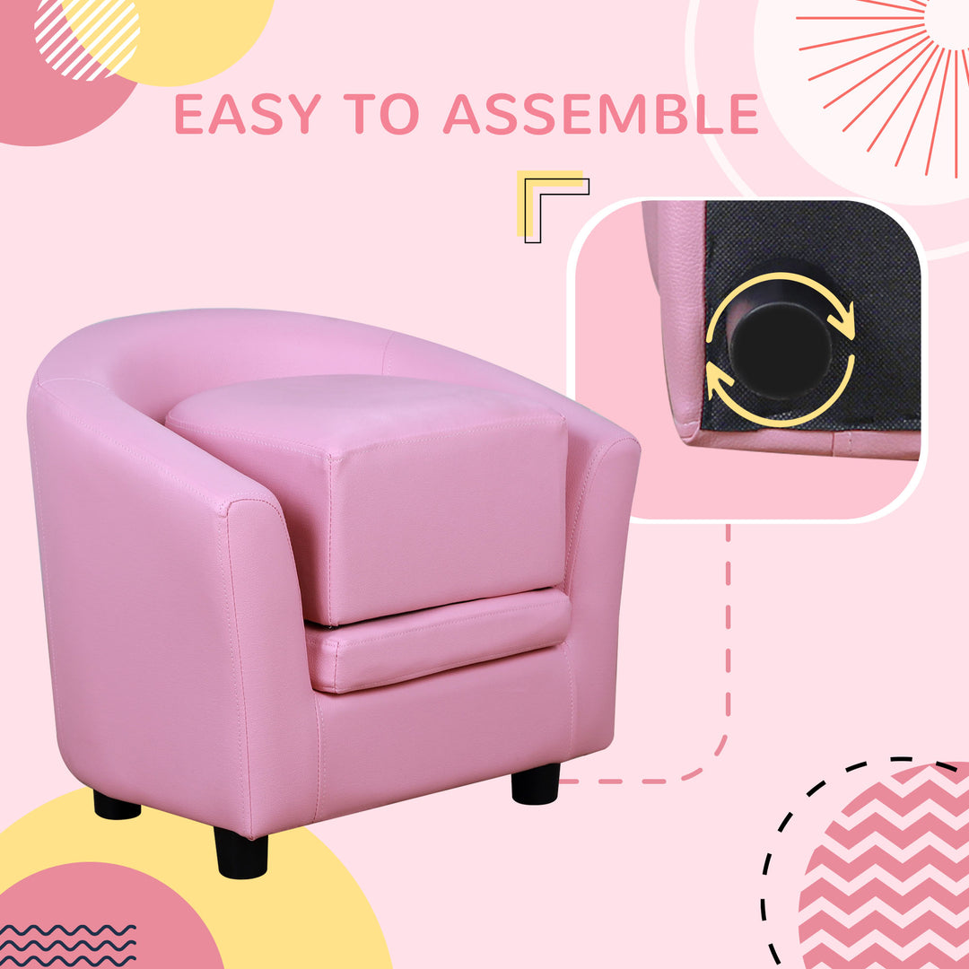 Kids Sofa Armchair with Thick Padding, Anti-skid Foot Pads-Pink