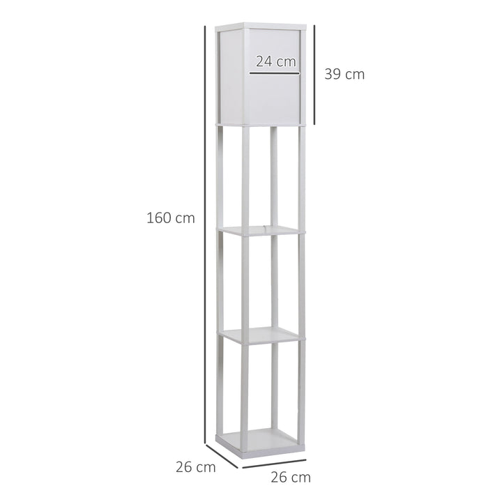 Standing Lamp, Floor Light with 4-Tier Storage Shelf, Reading Standing Lamp White