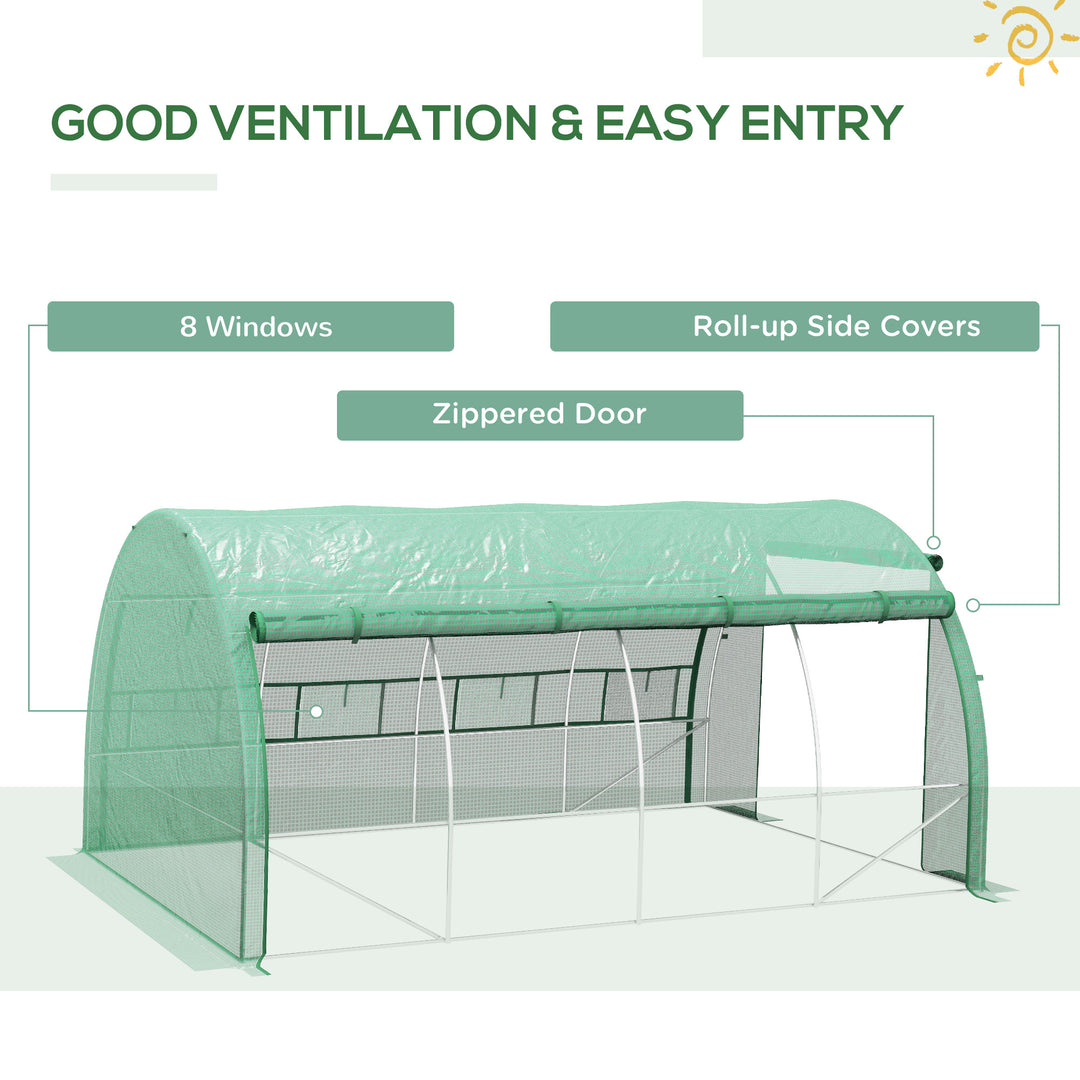 Greenhouse Walk-in Grow House Tent with Roll-up Sidewalls, Green