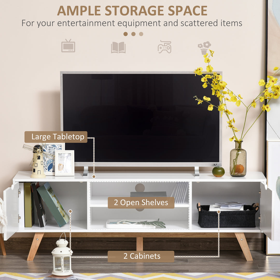 HOMCOM Particle Board 4-Compartment Media Unit White