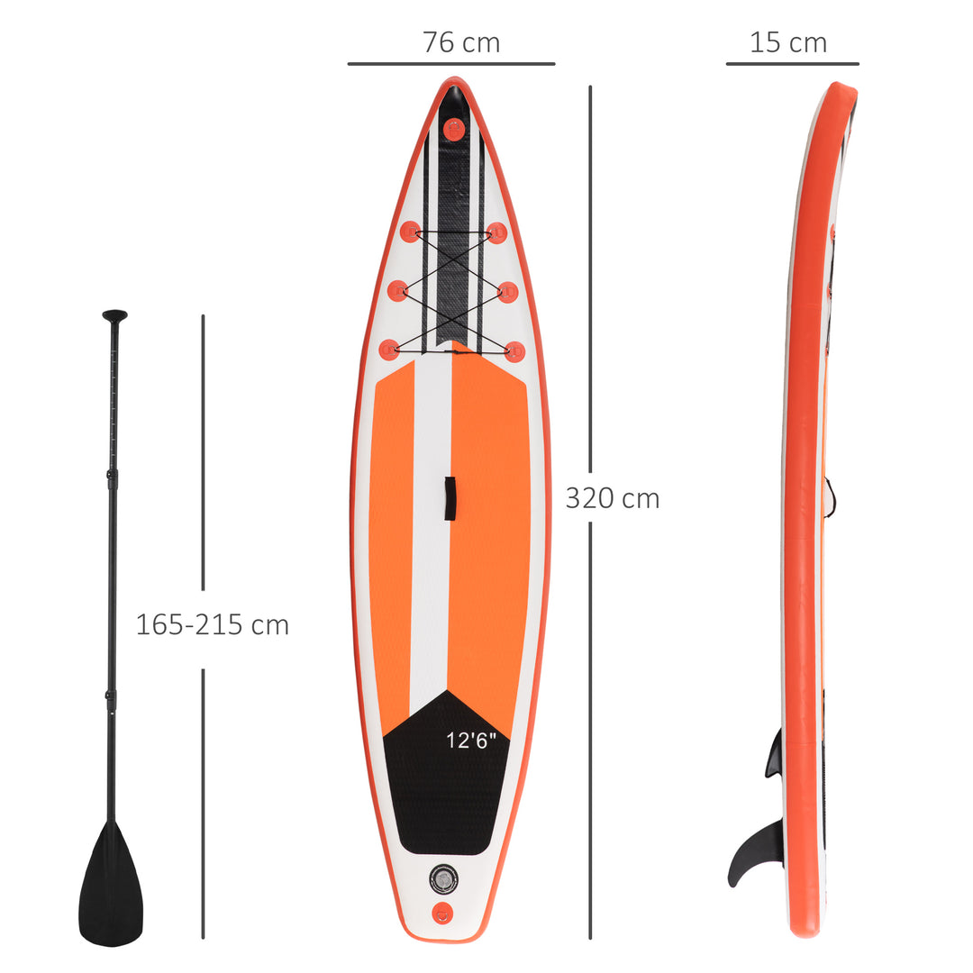 Inflatable 10'6" x 30" x 6" Paddle Stand Up Board, Adjustable Aluminium Paddle, Non-Slip Deck Board w/ISUP Accessories, 320Lx76Wx15Hcm, White