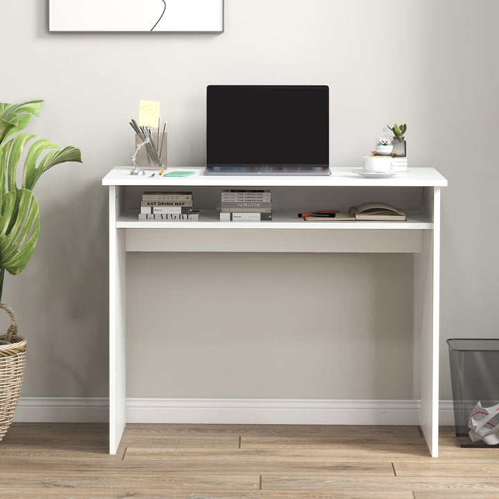 Computer Writing Desk with Storage Compartment Workstation Learning Center for Home Office 90W x 50D(cm) - White