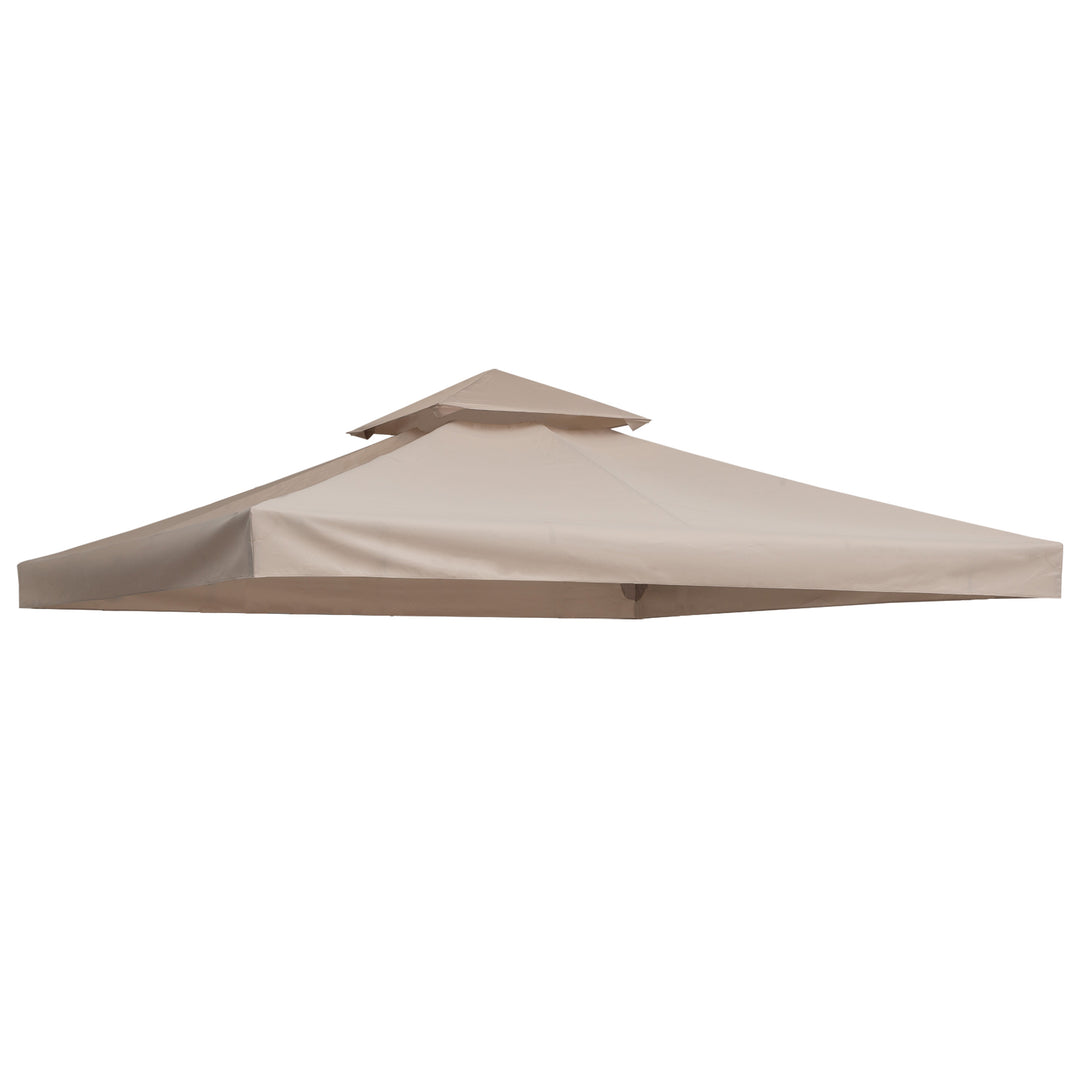 Outsunny 3 x 3(m) Canopy Top Cover Double Tier Gazebo Gazebo Replacement Pavilion Roof Deep Beige (TOP ONLY)