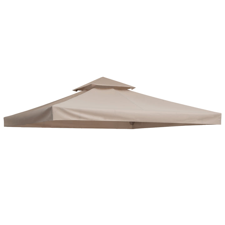 Outsunny 3 x 3(m) Canopy Top Cover Double Tier Gazebo Gazebo Replacement Pavilion Roof Deep Beige (TOP ONLY)