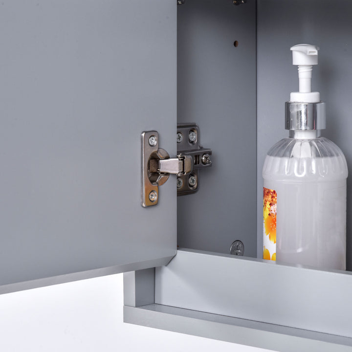 Bathroom Mirror Cabinet Wall Mounted Storage Shelf Bathroom Cupboard Double Door - 48L x 14.5W x 45H cm