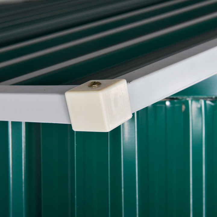 Outsunny 8 x 6 ft Metal Garden Storage Shed Corrugated Steel Roofed Tool Box with Ventilation and Sliding Doors, Green