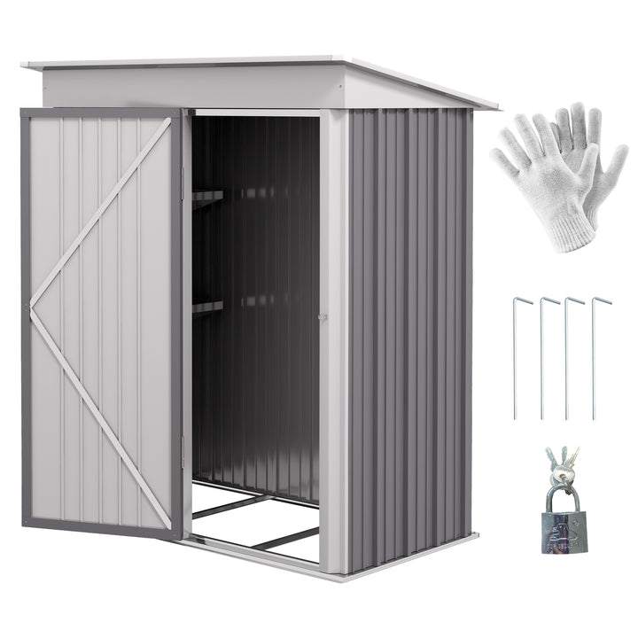 Metal Garden Shed for Tool Motor Bike, with Adjustable Shelf-Grey