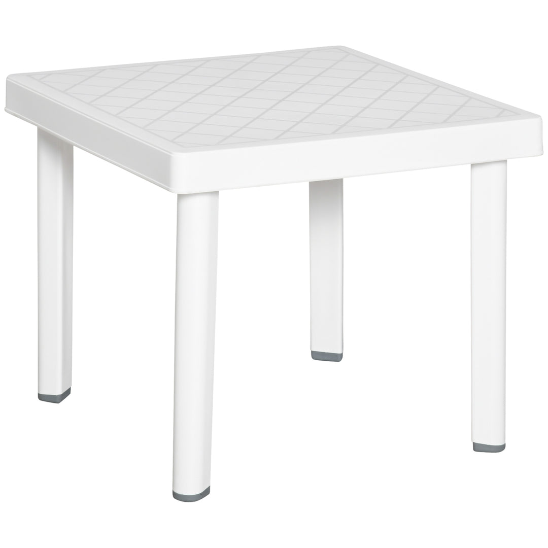 Garden Side Table Outdoor Square Coffee End Table for Drink Snack, White