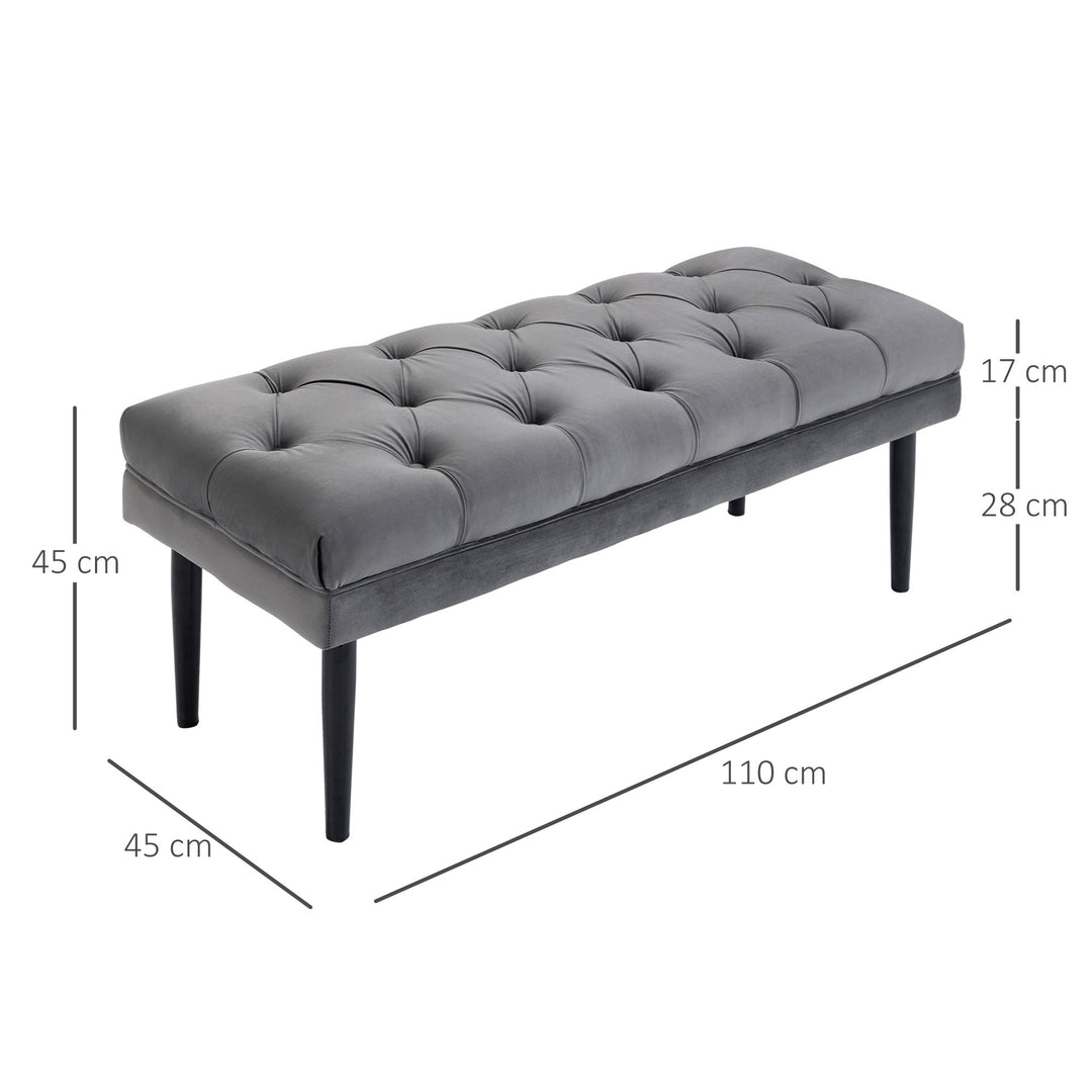 Entryway Bench, Bed End Bench, Button Tufted Window, Bedroom, Hallway, Grey