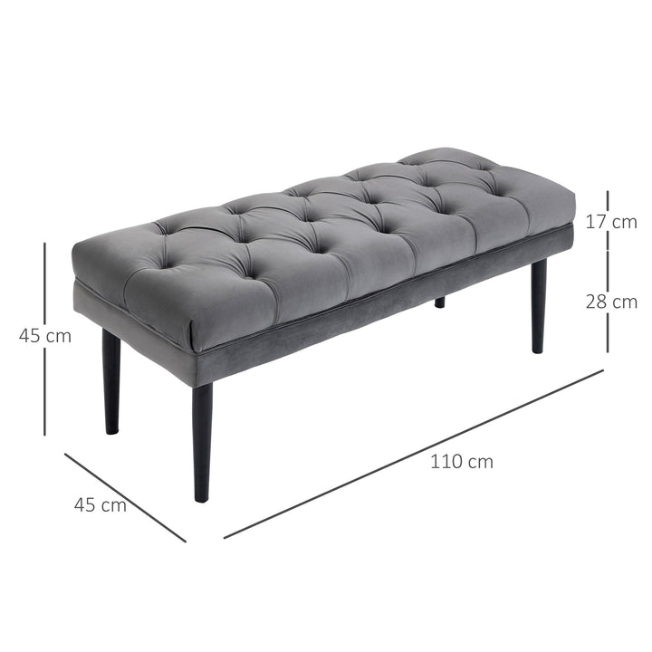 Entryway Bench, Bed End Bench, Button Tufted Window, Bedroom, Hallway, Grey