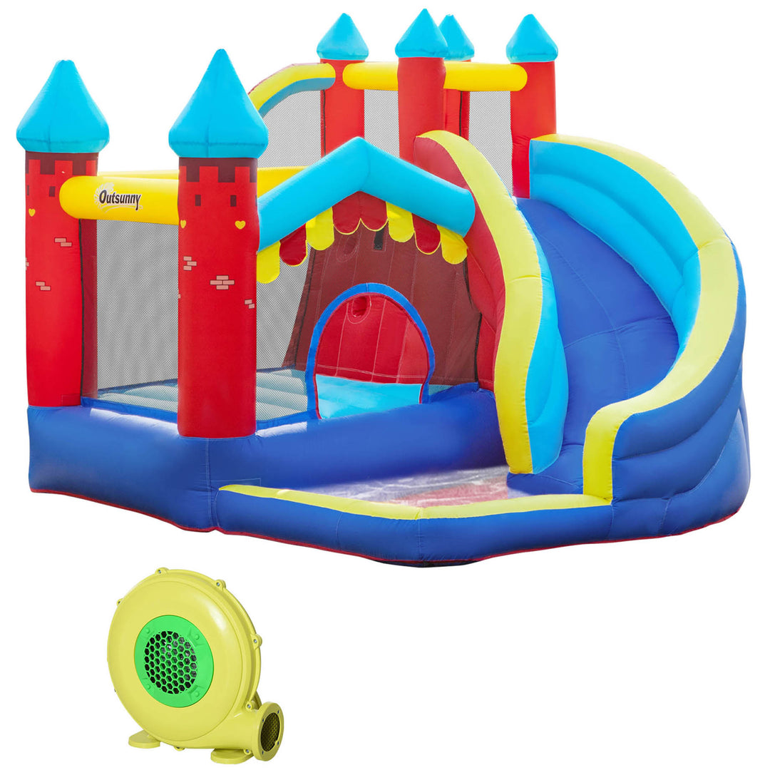 Outsunny 4 in 1 Kids Bounce Castle Large Inflatable House Trampoline Slide Water Pool Climbing Wall for Kids Age 3-8, 2.9 x 2.7 x 2.3m