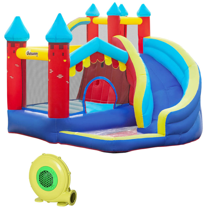 Outsunny 4 in 1 Kids Bounce Castle Large Inflatable House Trampoline Slide Water Pool Climbing Wall for Kids Age 3-8, 2.9 x 2.7 x 2.3m
