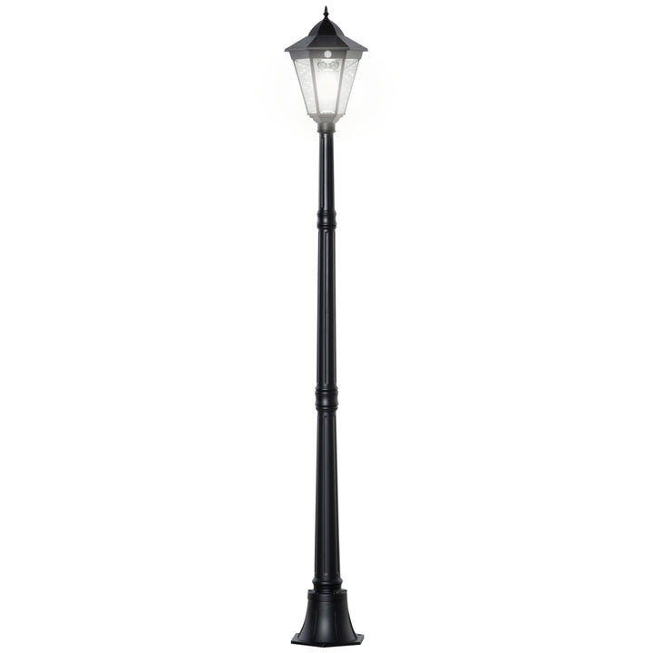 Garden Lamp Post, Outdoor Lantern Lamp with Aluminium Frame, Black