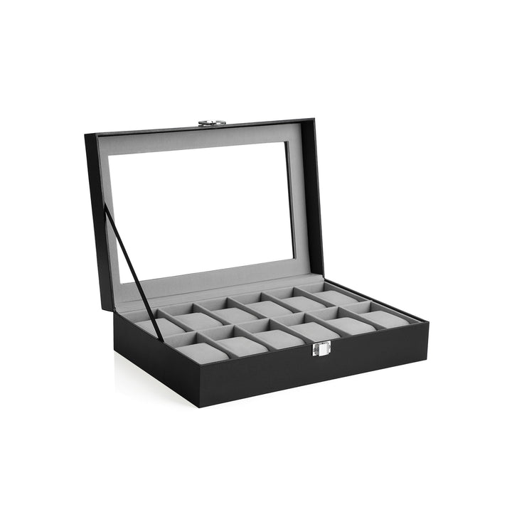 Black 12-Slot Watch Box