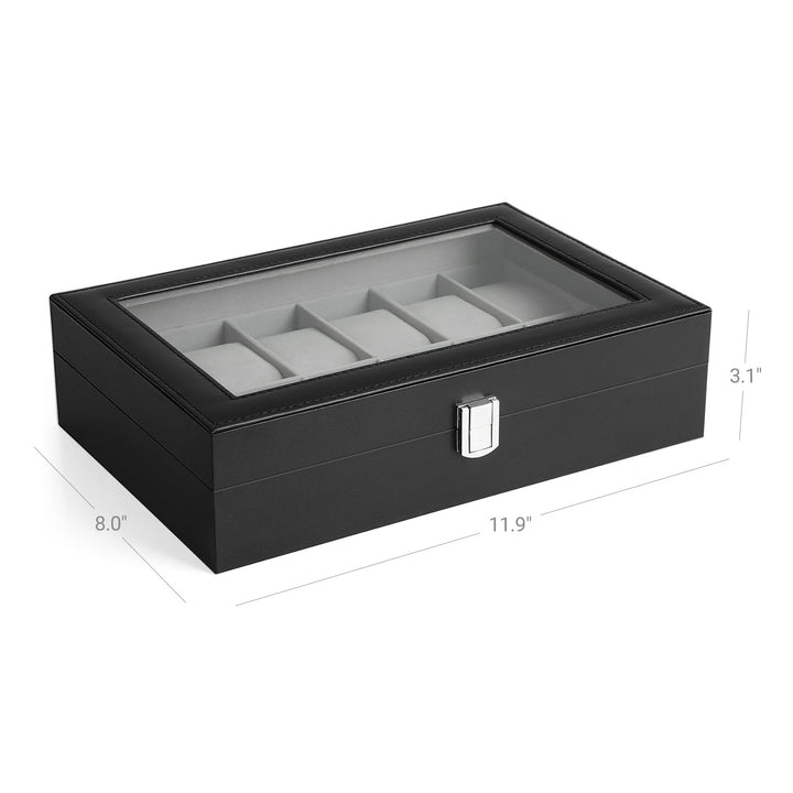 Black 12-Slot Watch Box