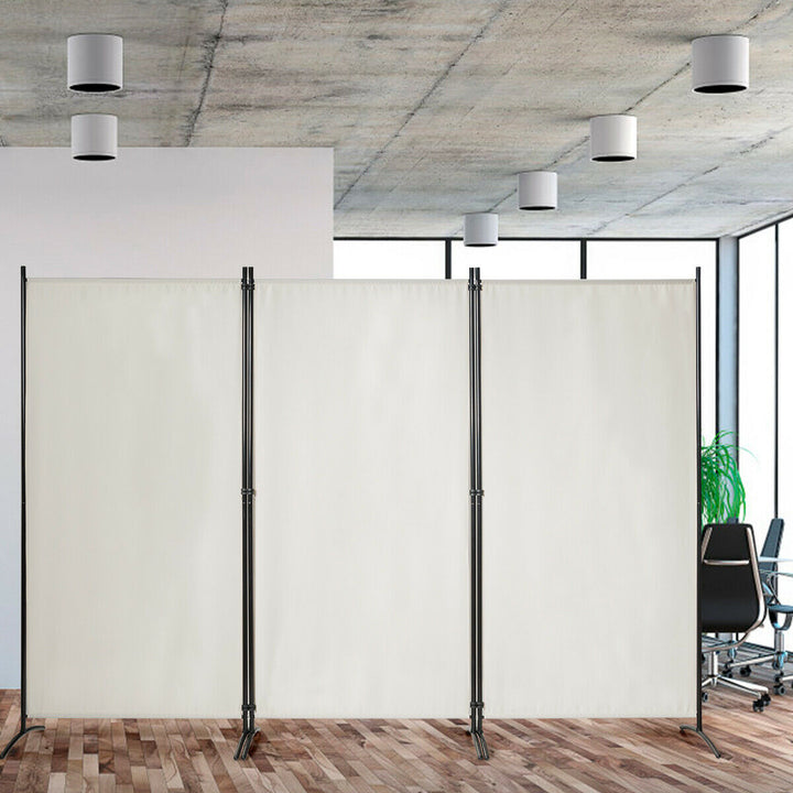 3 Panel Folding Room Divider-White