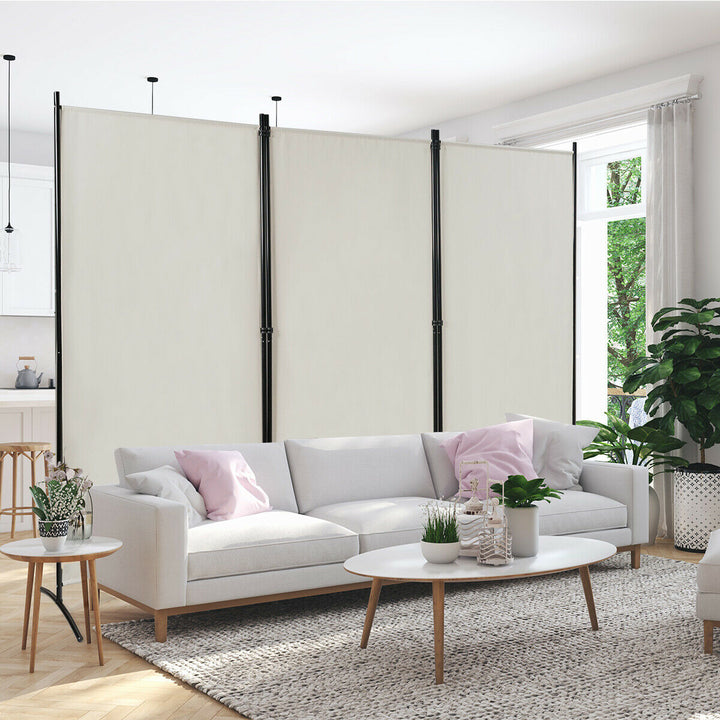 3 Panel Folding Room Divider-White