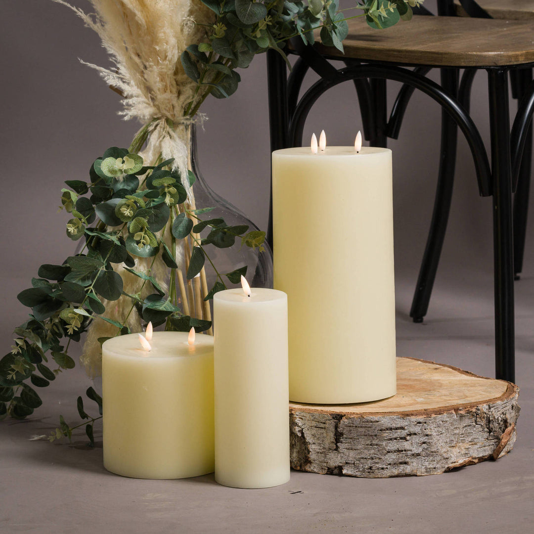 Natural Glow 3 x 8 LED Ivory Candle