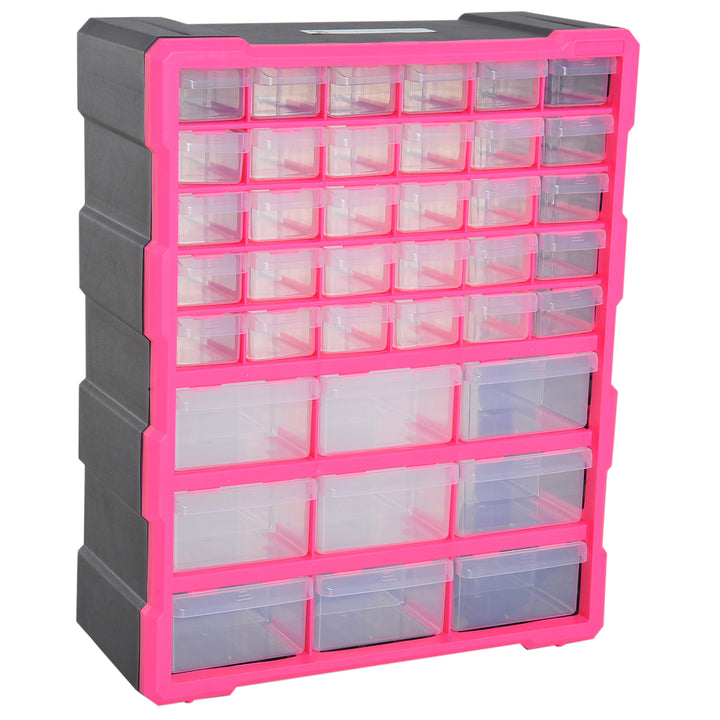 39 Drawer Storage Cabinets, 38Lx16Dx47.5H cm, Plastic-Rose Red