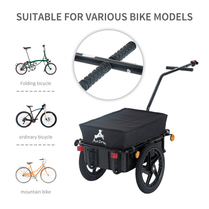 Bicycle Trailer Cargo Jogger Luggage Storage Stroller with Towing Bar - Black