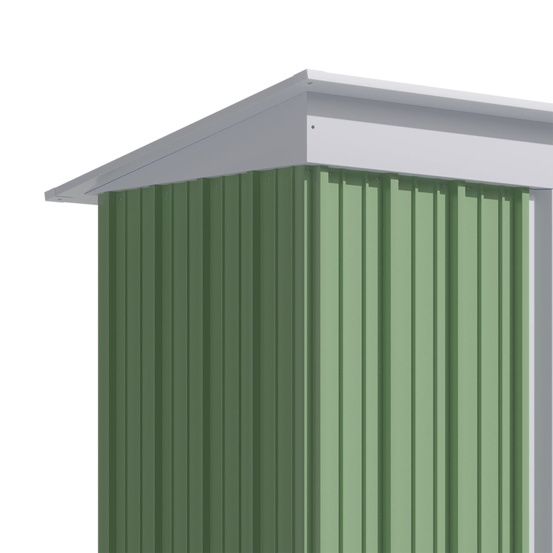 5'x3'x6' Metal Garden Shed Roofed Lean-to Shed for Tool Motor Bike, with Adjustable Shelf, Lock, Gloves, Green