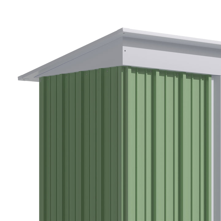 5'x3'x6' Metal Garden Shed Roofed Lean-to Shed for Tool Motor Bike, with Adjustable Shelf, Lock, Gloves, Green