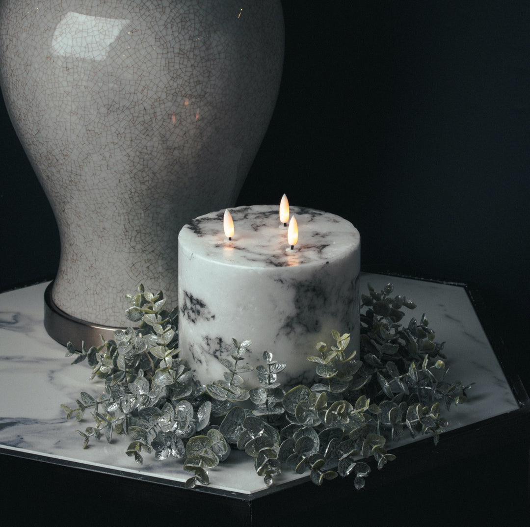 Natural Glow 6x6 Marble Effect LED Candle