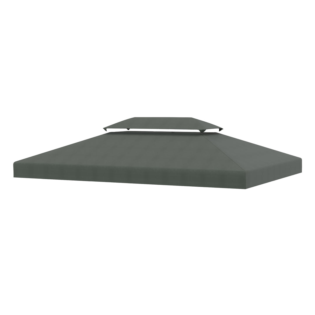 3x4m Gazebo Replacement Roof Canopy 2 Tier Top UV Cover Garden Patio Outdoor Sun Awning Shelters Deep Grey (TOP ONLY)