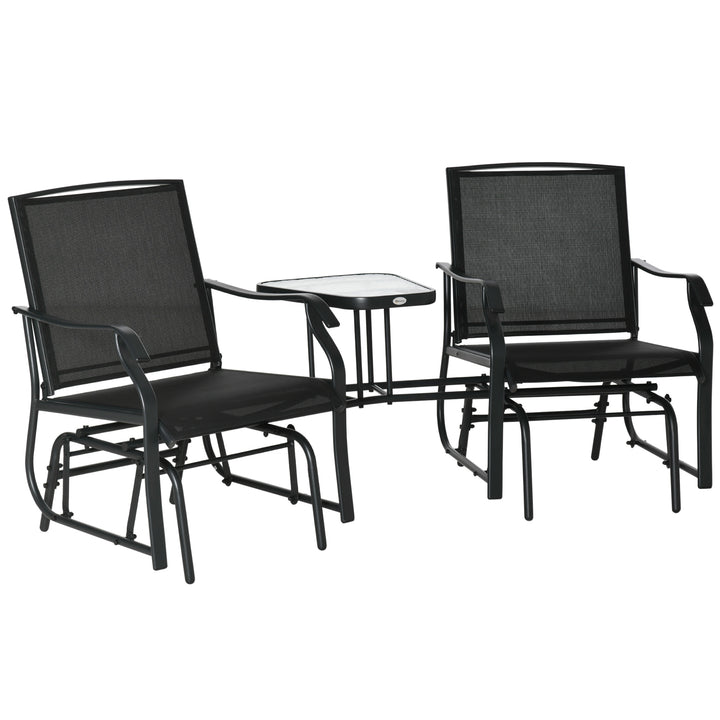 Garden Double Glider Rocking Chairs with Table