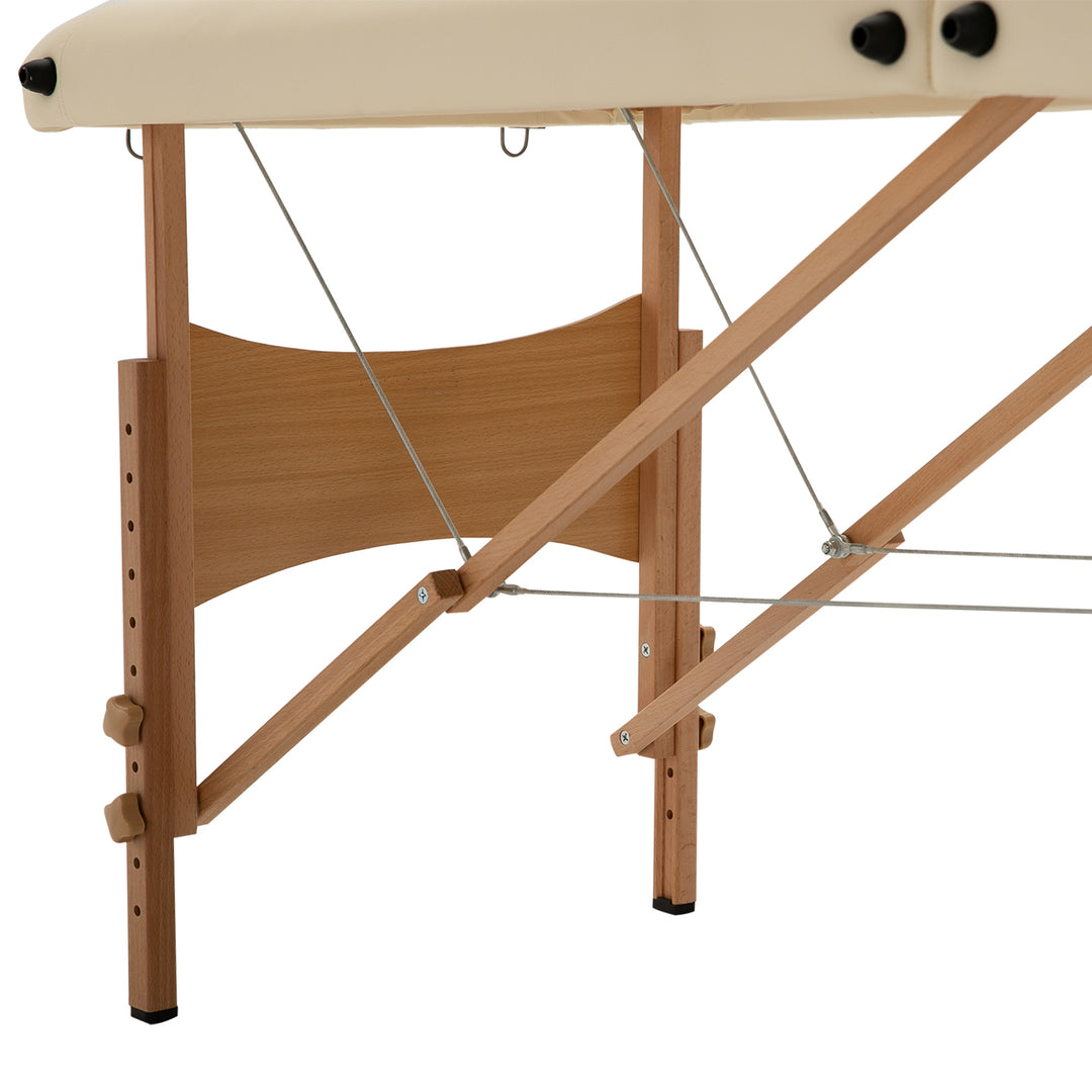 Massage Table Bed Couch Beauty Bed 2 Section Therapy Bed Lightweight Portable Folding Spa Bed Cream