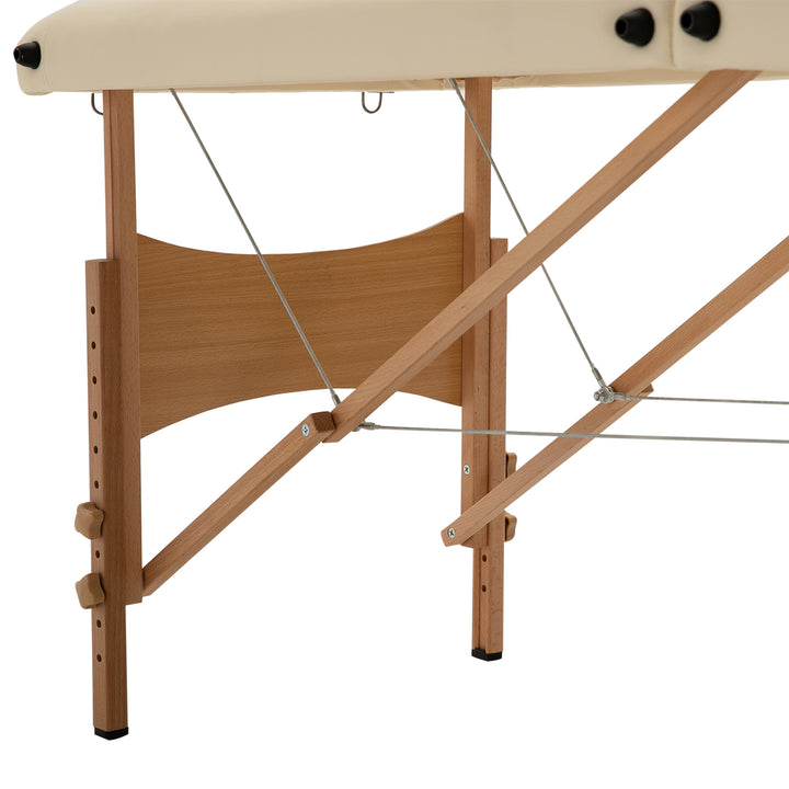 Massage Table Bed Couch Beauty Bed 2 Section Therapy Bed Lightweight Portable Folding Spa Bed Cream