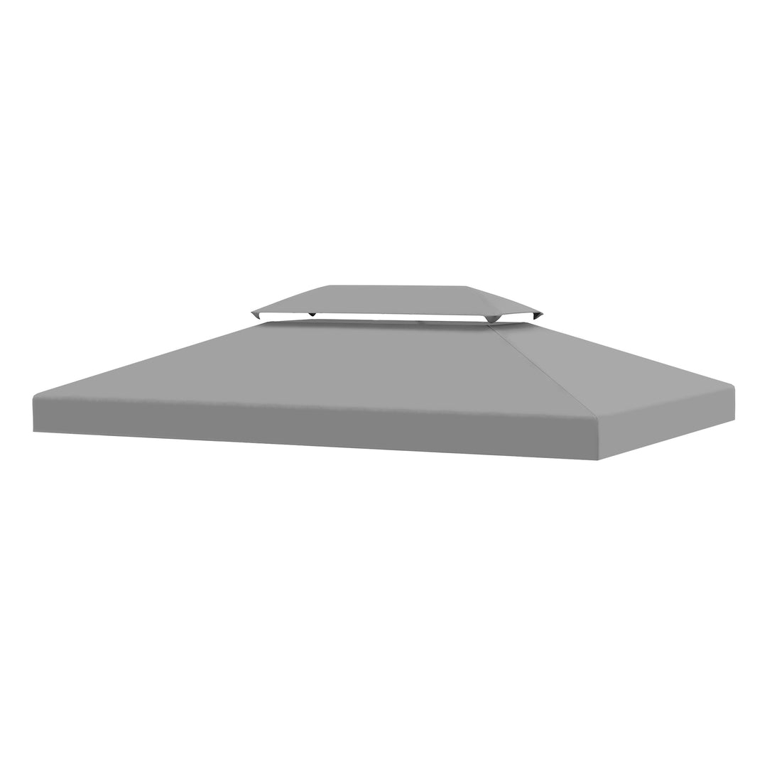 3x4m Gazebo Replacement Roof Canopy 2 Tier Top UV Cover Garden Patio Outdoor Sun Awning Shelters Light Grey (TOP ONLY)