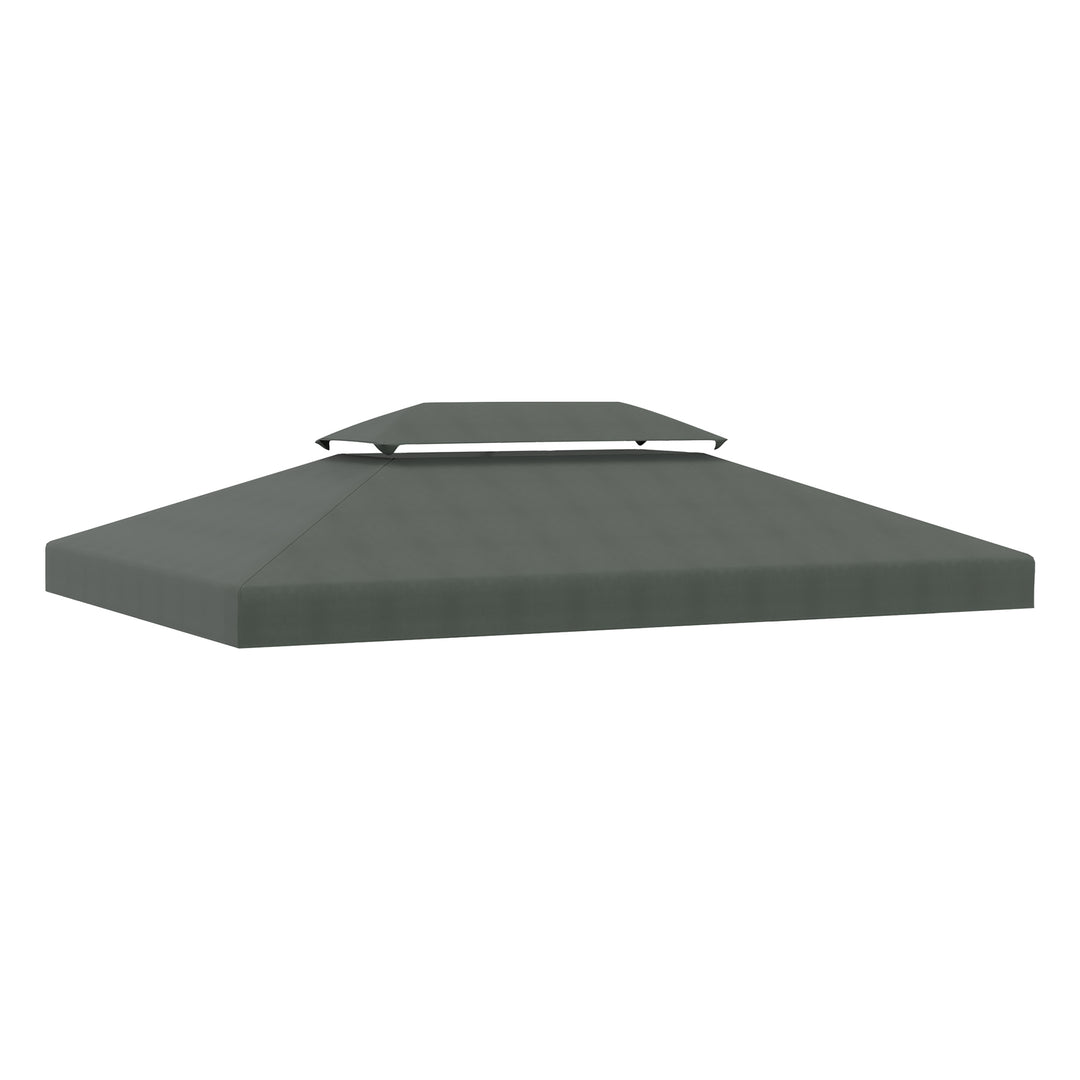 3x4m Gazebo Replacement Roof Canopy 2 Tier Top UV Cover Garden Patio Outdoor Sun Awning Shelters Deep Grey (TOP ONLY)