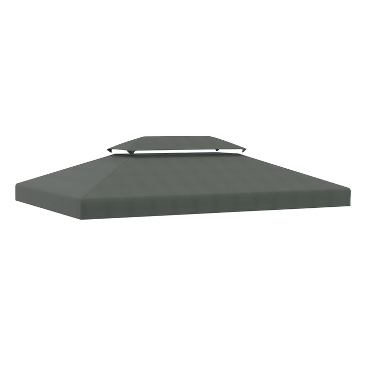 3x4m Gazebo Replacement Roof Canopy 2 Tier Top UV Cover Garden Patio Outdoor Sun Awning Shelters Deep Grey (TOP ONLY)