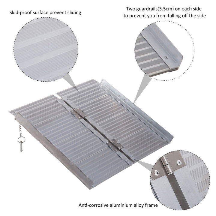 2ft Folding Aluminum Wheelchair Ramp Scooter Portable Mobility Assist Suitcase Access Aid Disabled