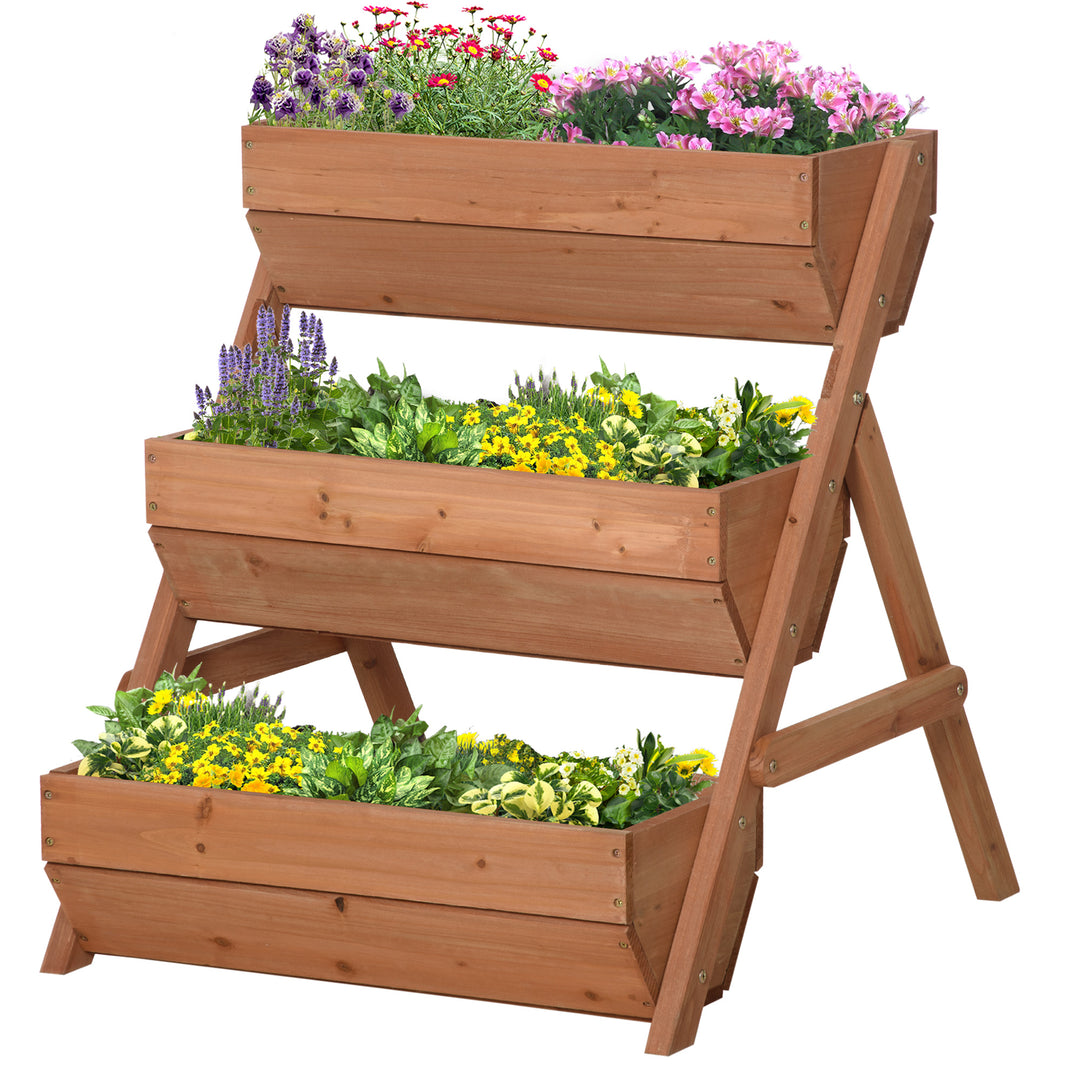 Wooden Bed Elevated Planter Box Kit, for Flower, Vegetable-Brown