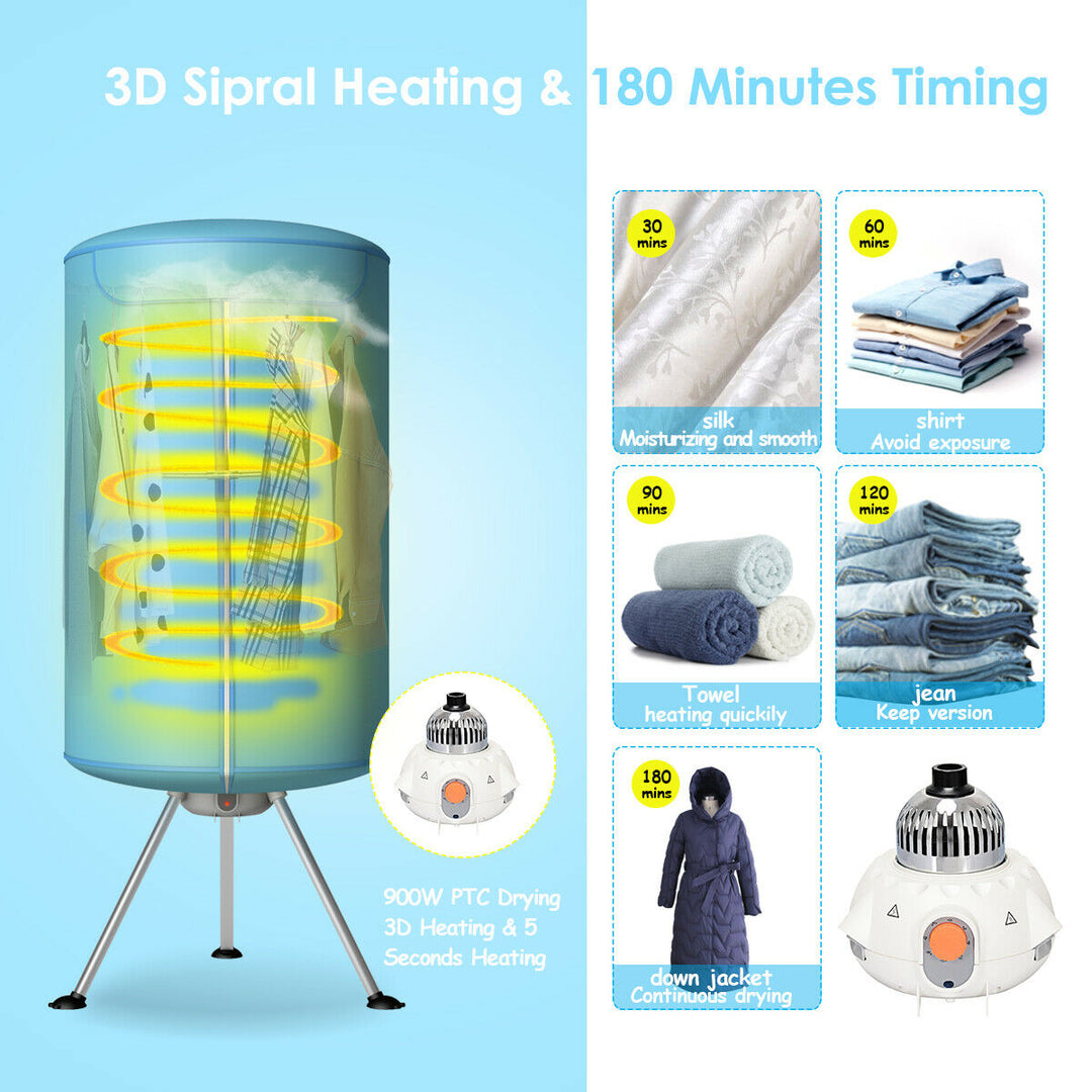 Portable Electric Clothes Dryer with Hot Air and Automatic Timer