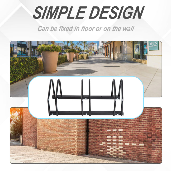 HOMCOM Bike Stand Parking Rack Floor or Wall Mount Bicycle Cycle Storage Locking Stand 76L x 33W x 27H (3 Racks, Black)