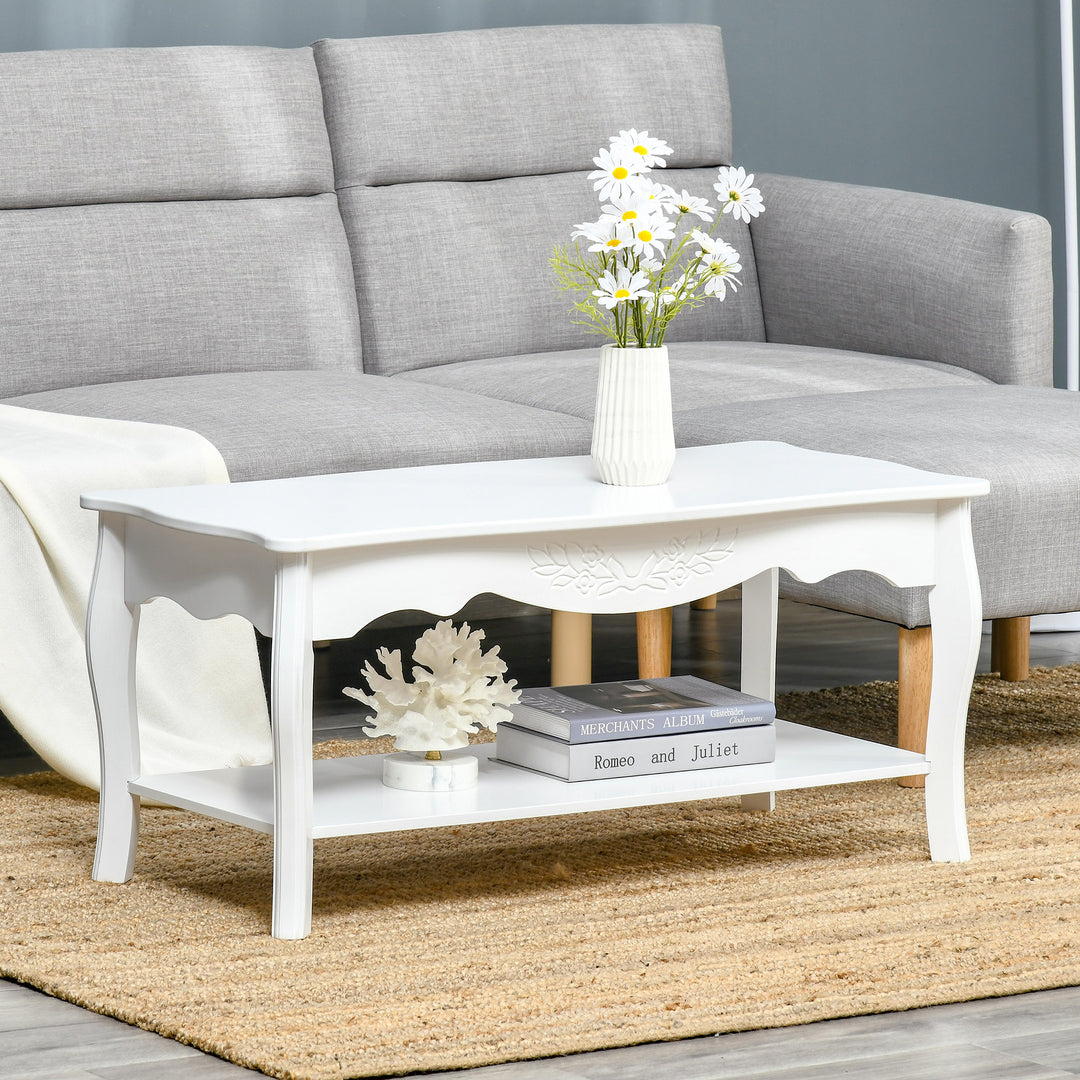 Coffee Tea Table End Table Modern Living Room Wooden Furniture 2 Layer Design w/Storage Shelf 94L x 44W x 42H (cm)