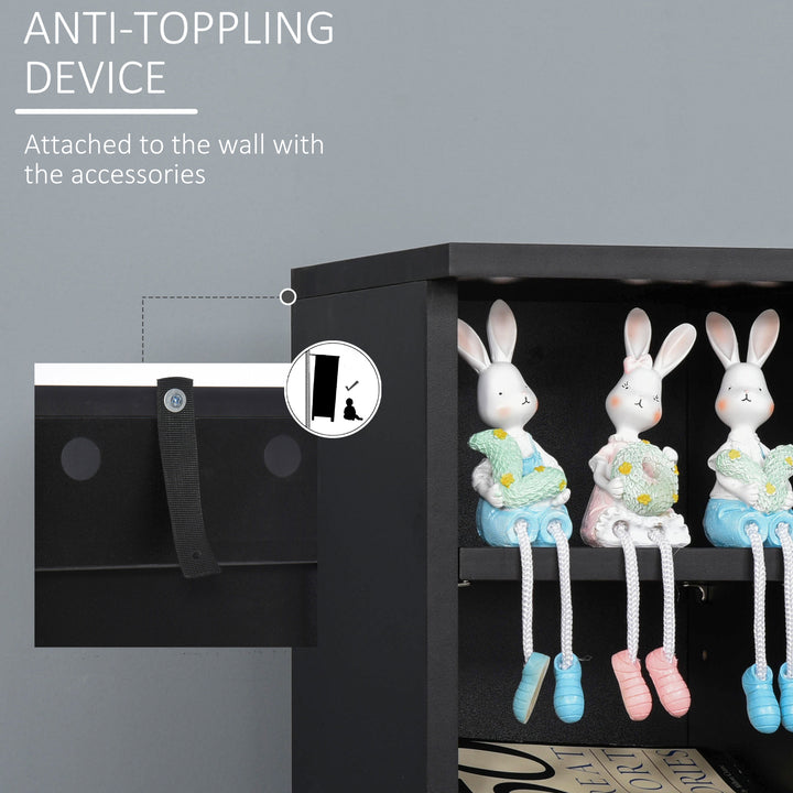 HOMCOM 204 CD Media Display Shelf Unit Set of 2 Blu-Ray DVD Tower Rack w/ Adjustable Shelves Bookcase Storage Organiser, Black