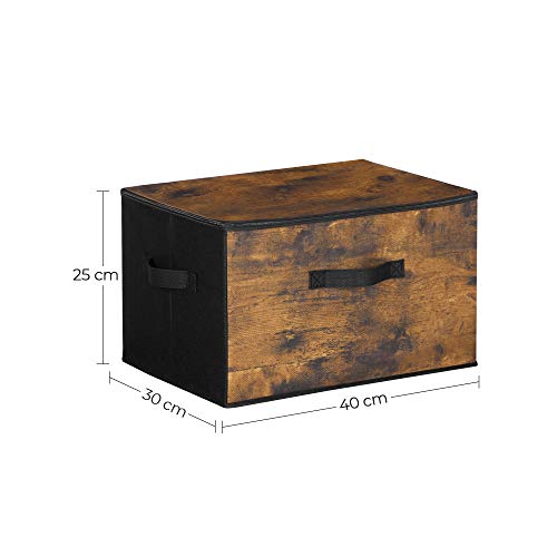 Set of 3 Brown Fabric Storage Boxes with Lid