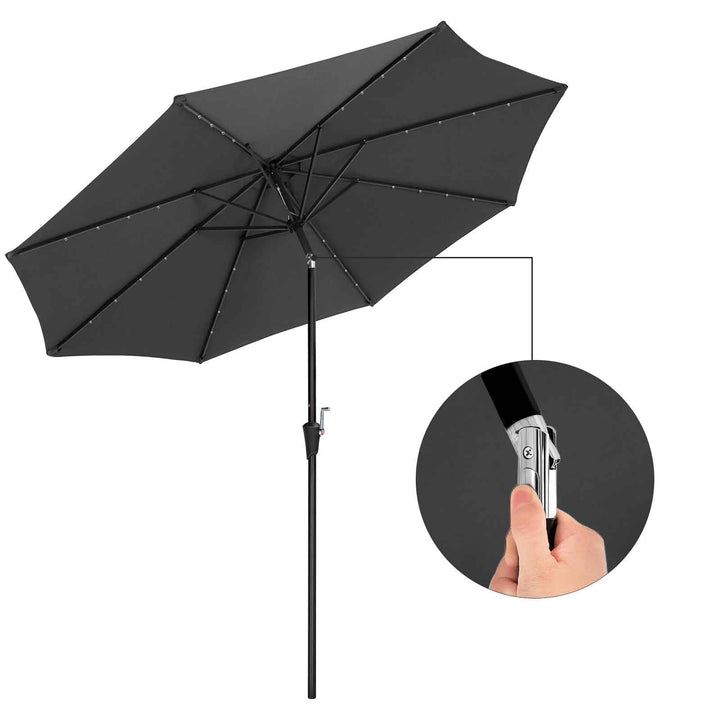 Grey Patio Large Sun Umbrella with Lights