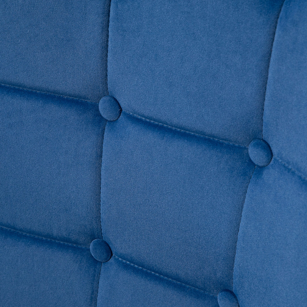 Upholstered Armchair with Footstool Set, Modern Button Tufted Accent Chair with Gold Tone Steel Legs, Wingback Chair for Living Room, Bedroom, Home Study, Dark Blue