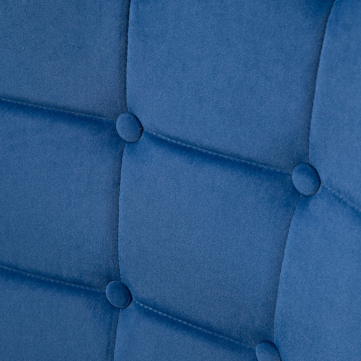 Upholstered Armchair with Footstool Set, Modern Button Tufted Accent Chair with Gold Tone Steel Legs, Wingback Chair for Living Room, Bedroom, Home Study, Dark Blue