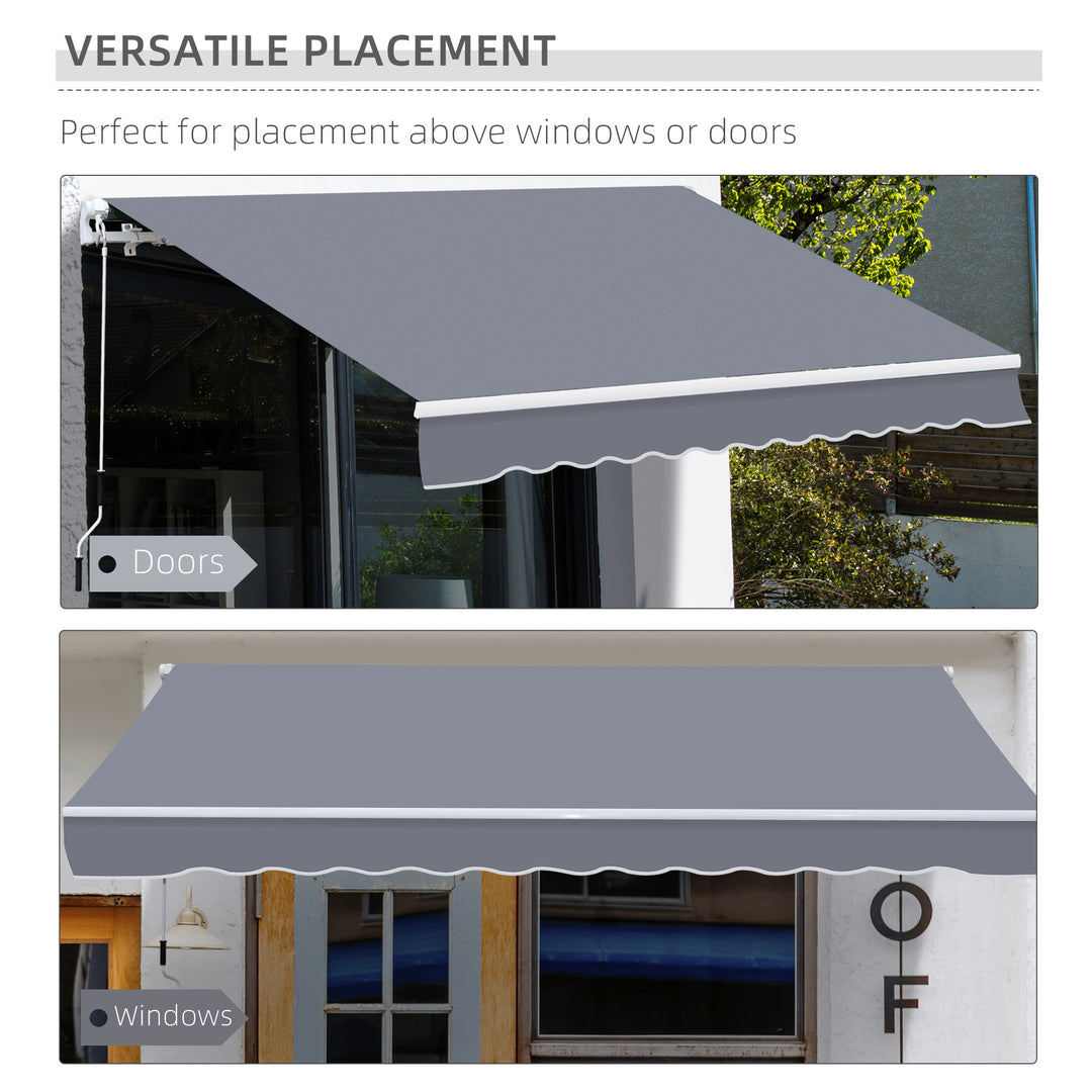 Garden Patio Manual Awning Canopy Sun Shade Shelter Retractable 4m x 3m-Grey