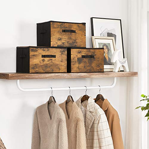 Set of 3 Brown Fabric Storage Boxes with Lid