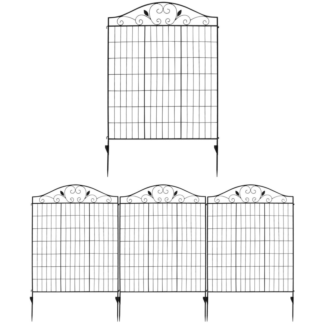 4 Panels Folding Iron Decorative Garden Fence Interlockable