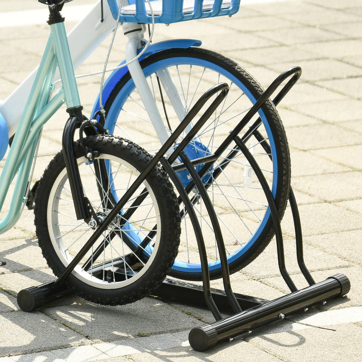 HOMCOM Steel Double-Sided Indoor Bike Rack Black