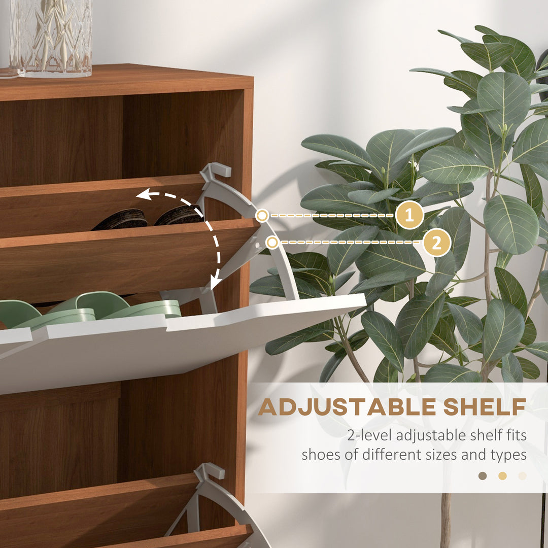 HOMCOM Shoe Storage Cabinet, 4 Flip Drawers, Shoe Organizer for 16 Pairs of Shoes, Natural